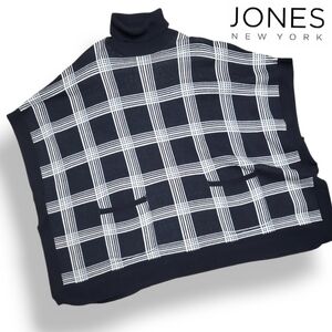 Black Plaid Turtleneck Poncho Sweater